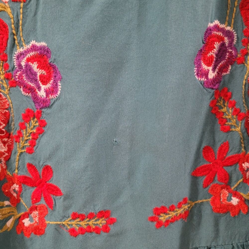 Jodifl Womens Mini Shirt Dress Size Small Embroidered Floral Boho Fairy Hippie - Picture 6 of 10